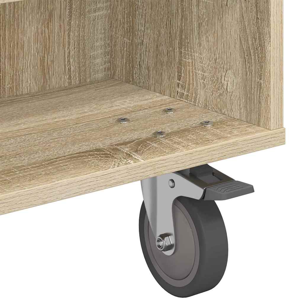 Side Table with Wheels Sonoma Oak 90 x 50 x 30 cm