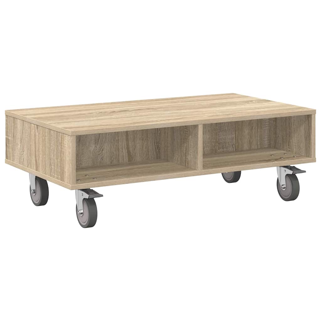 Side Table with Wheels Sonoma Oak 90 x 50 x 30 cm