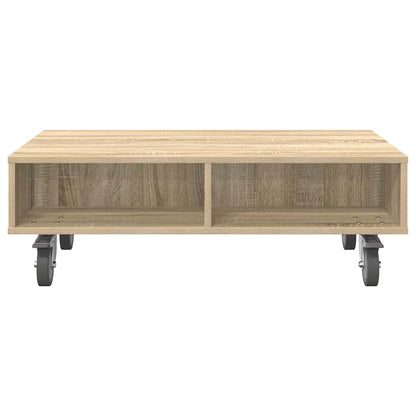 Side Table with Wheels Sonoma Oak 90 x 50 x 30 cm