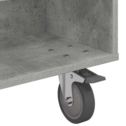 Side Table with Wheels Concrete Grey 90 x 50 x 30 cm
