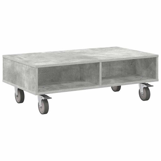 Side Table with Wheels Concrete Grey 90 x 50 x 30 cm
