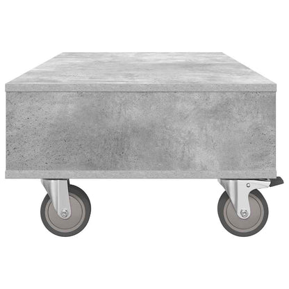 Side Table with Wheels Concrete Grey 90 x 50 x 30 cm
