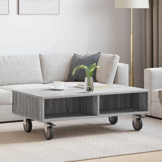 Side Table with Wheels Grey Sonoma 90 x 50 x 30 cm