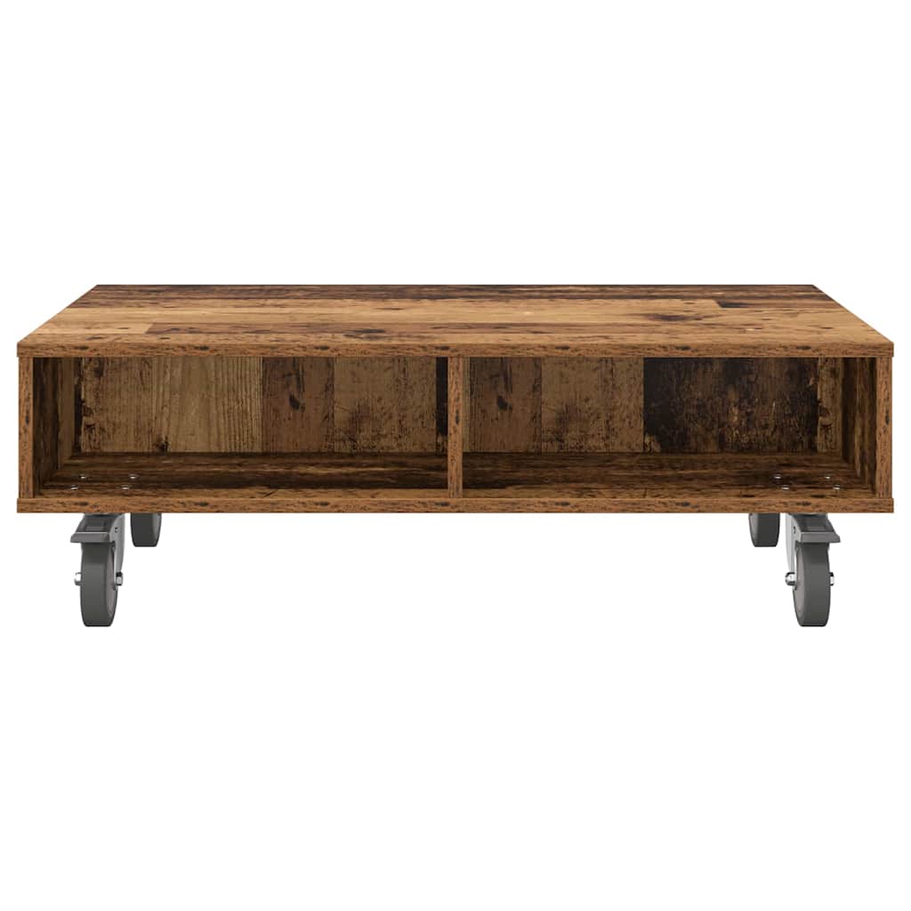 Side Table with Wheels Old Wood 90 x 50 x 30 cm Engineered Wood