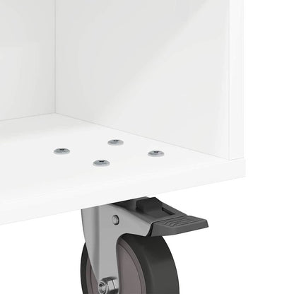 Side Table with Wheels White 50.5 x 50 x 30 cm Engineered Wood
