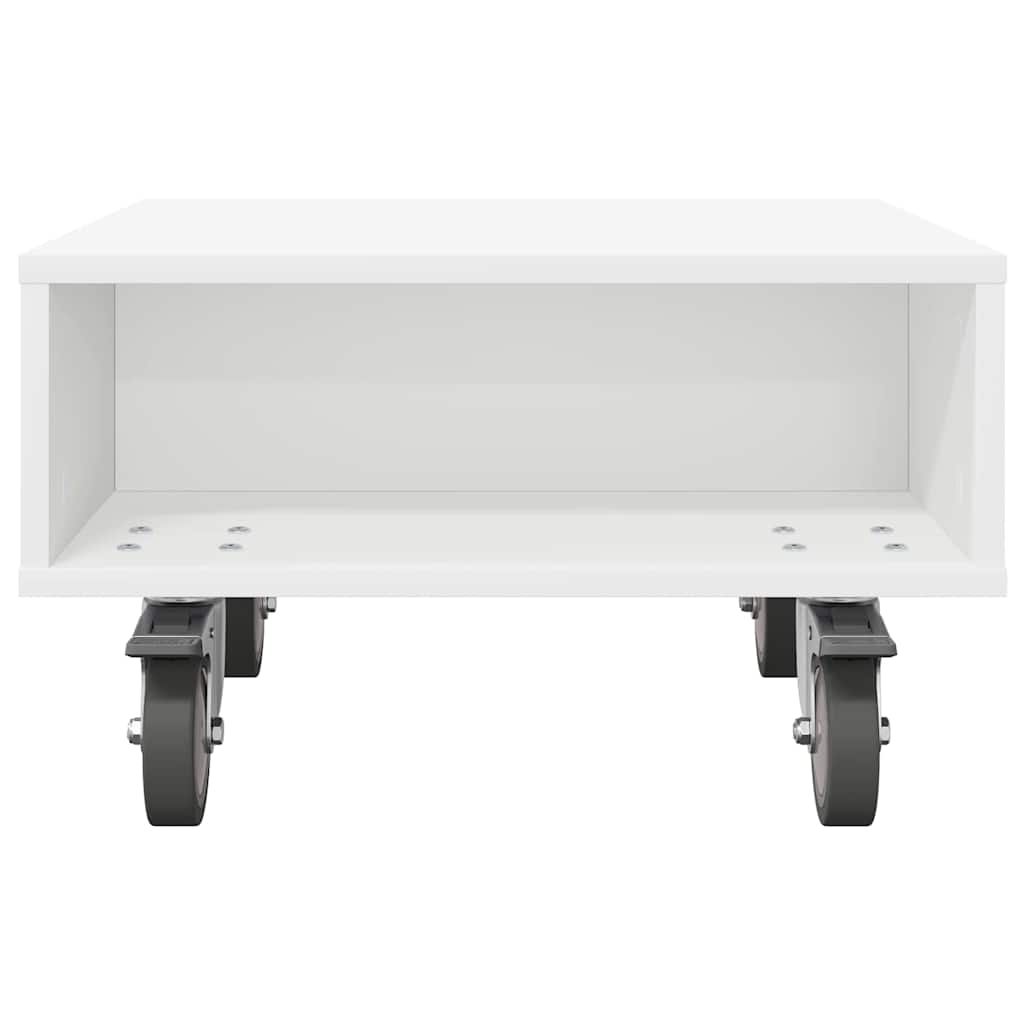 Side Table with Wheels White 50.5 x 50 x 30 cm Engineered Wood
