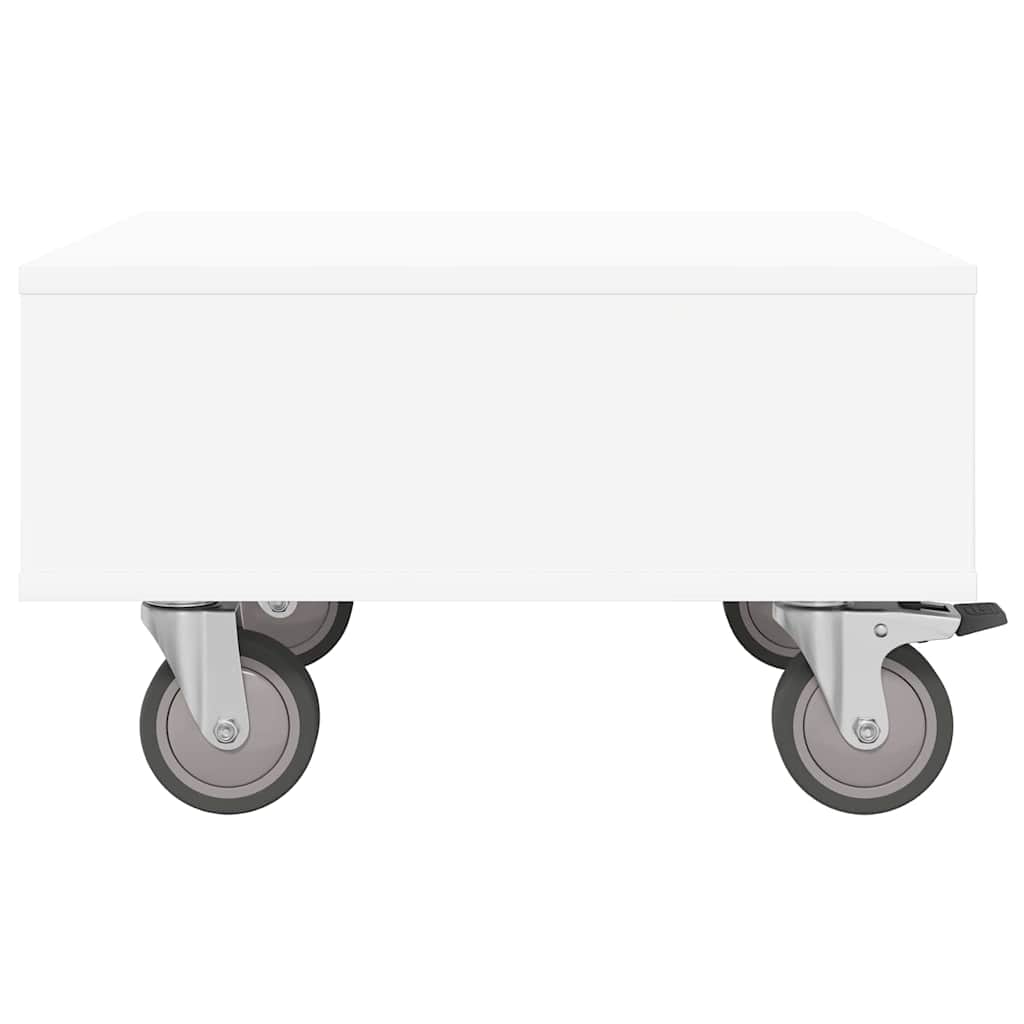 Side Table with Wheels White 50.5 x 50 x 30 cm Engineered Wood