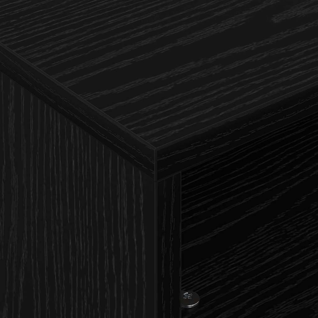 Side Table with Wheels Black Oak 50.5 x 50 x 30 cm