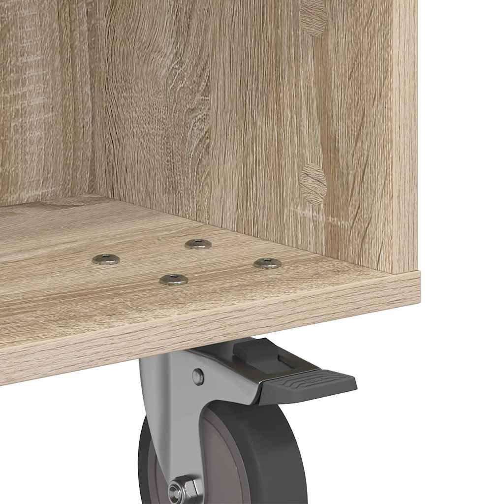 Side Table with Wheels Sonoma Oak 50.5 x 50 x 30 cm
