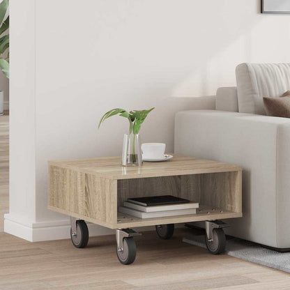 Side Table with Wheels Sonoma Oak 50.5 x 50 x 30 cm