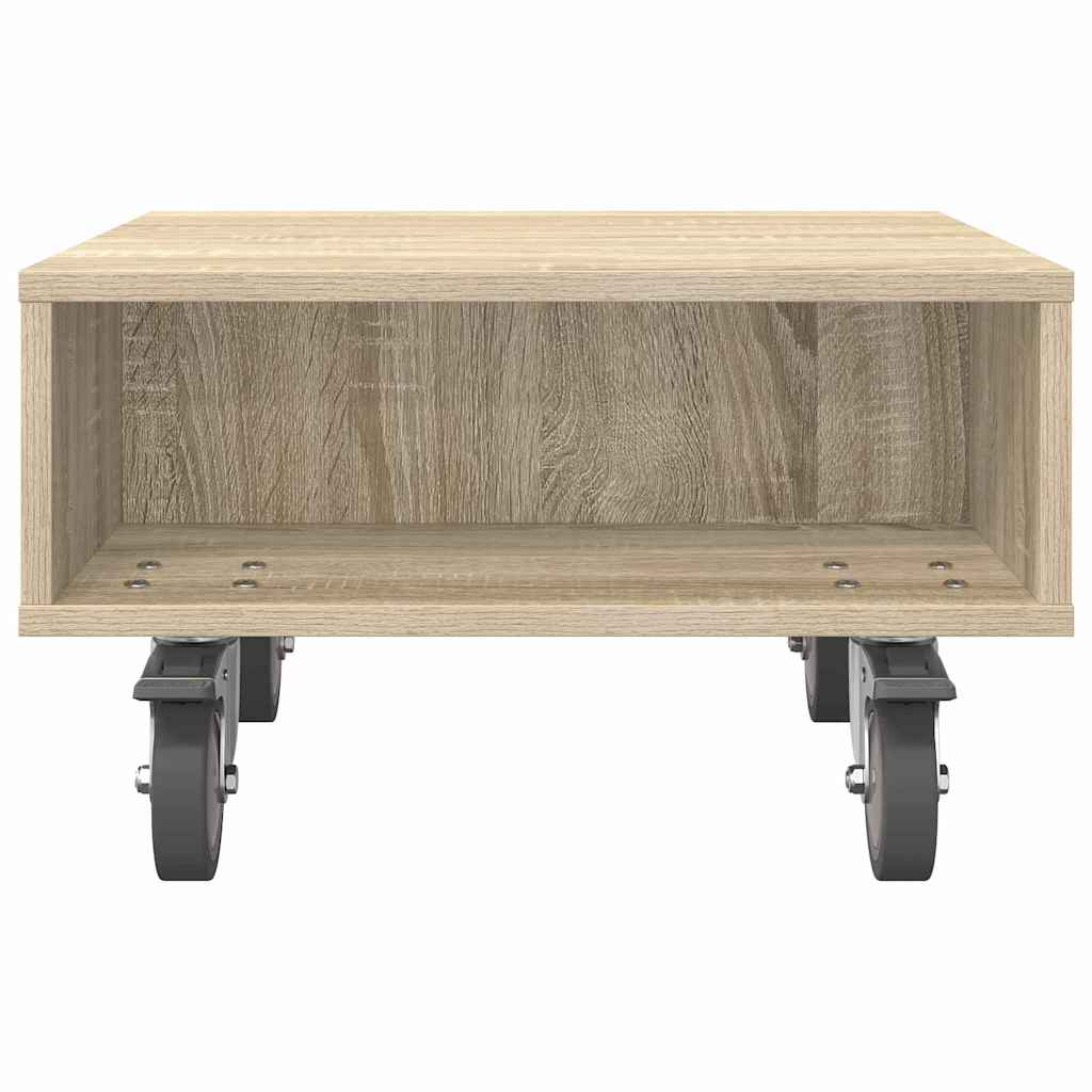 Side Table with Wheels Sonoma Oak 50.5 x 50 x 30 cm