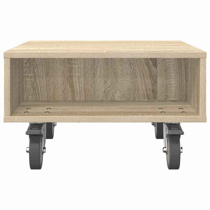 Side Table with Wheels Sonoma Oak 50.5 x 50 x 30 cm