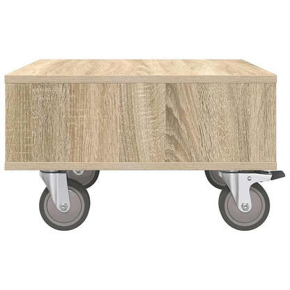 Side Table with Wheels Sonoma Oak 50.5 x 50 x 30 cm