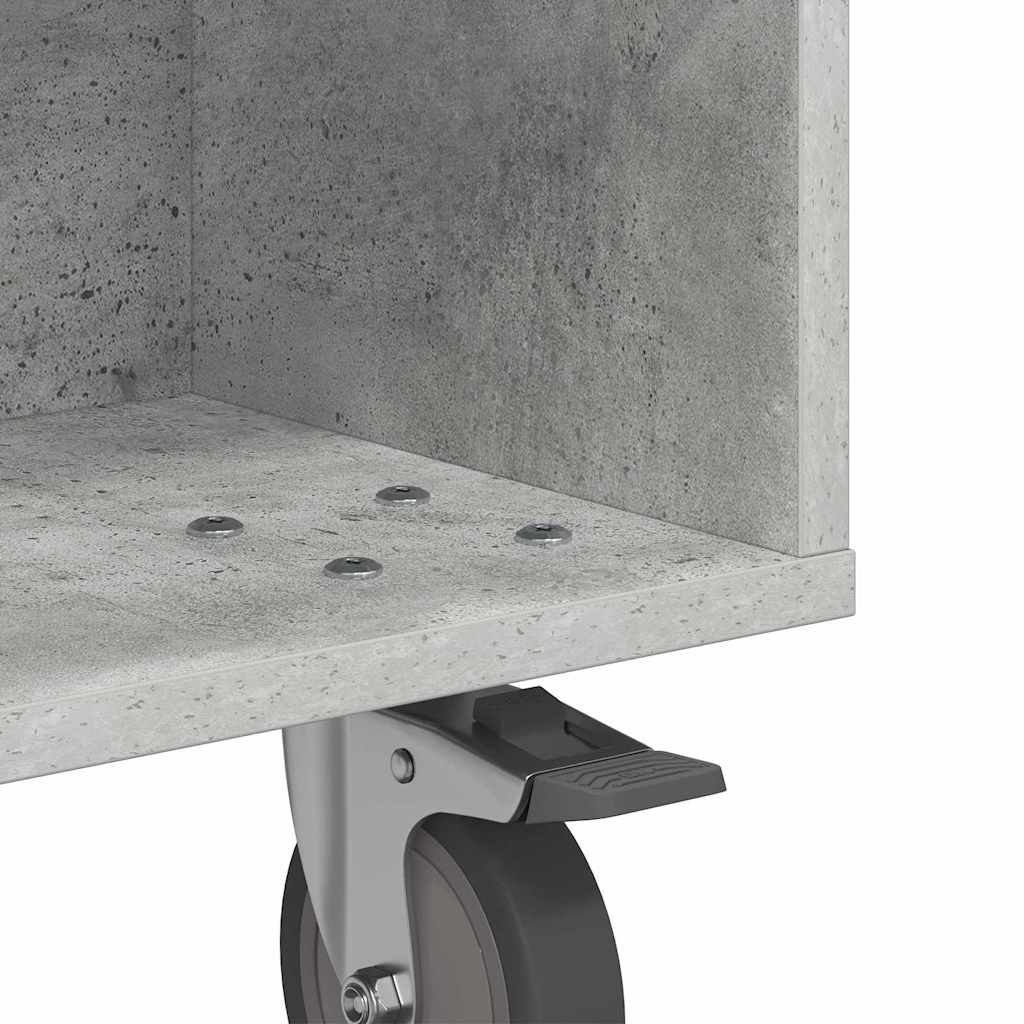 Side Table with Wheels Concrete Grey 50.5 x 50 x 30 cm