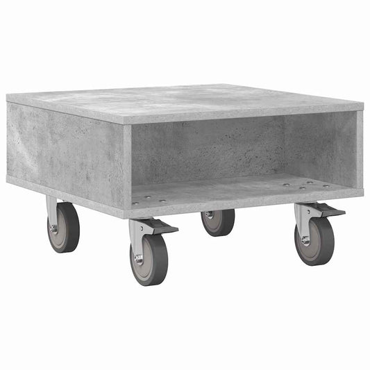 Side Table with Wheels Concrete Grey 50.5 x 50 x 30 cm