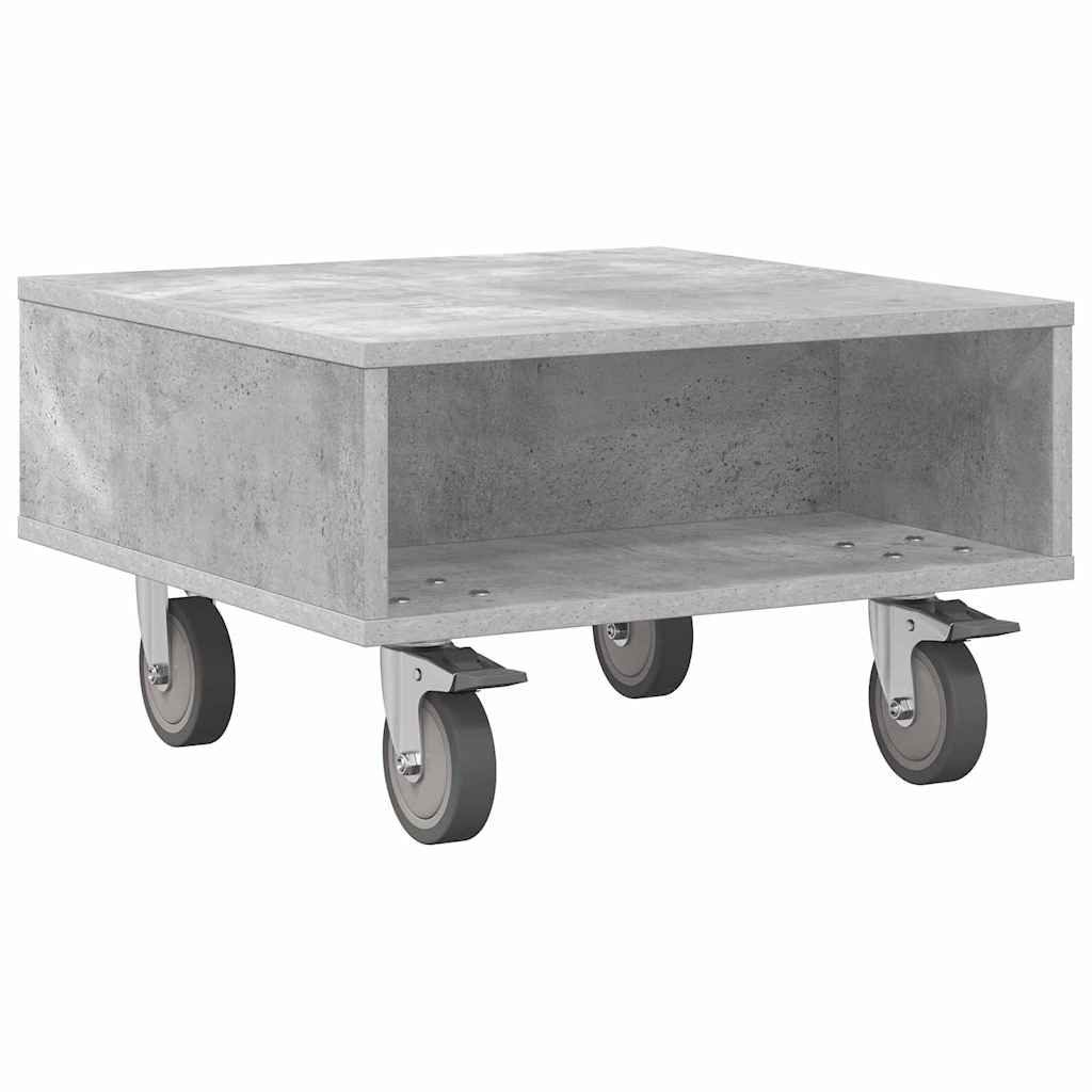 Side Table with Wheels Concrete Grey 50.5 x 50 x 30 cm