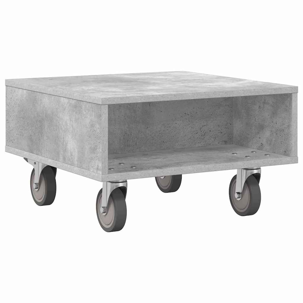 Side Table with Wheels Concrete Grey 50.5 x 50 x 30 cm