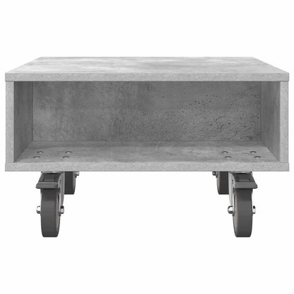 Side Table with Wheels Concrete Grey 50.5 x 50 x 30 cm