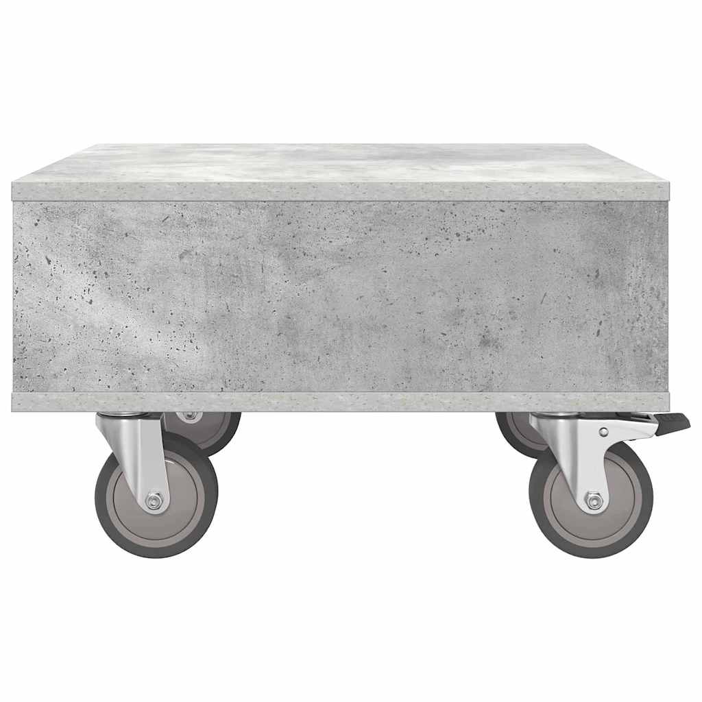 Side Table with Wheels Concrete Grey 50.5 x 50 x 30 cm
