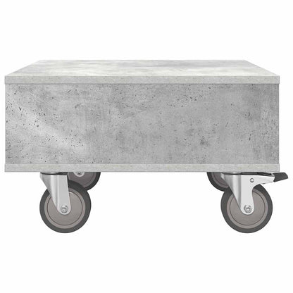 Side Table with Wheels Concrete Grey 50.5 x 50 x 30 cm