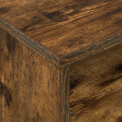Side Table with Wheels Smoked Oak 50.5 x 50 x 30 cm