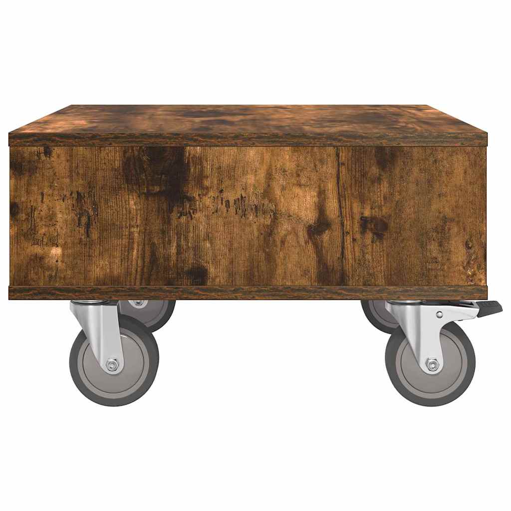 Side Table with Wheels Smoked Oak 50.5 x 50 x 30 cm