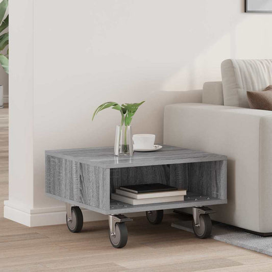 Side Table with Wheels Grey Sonoma 50.5 x 50 x 30 cm