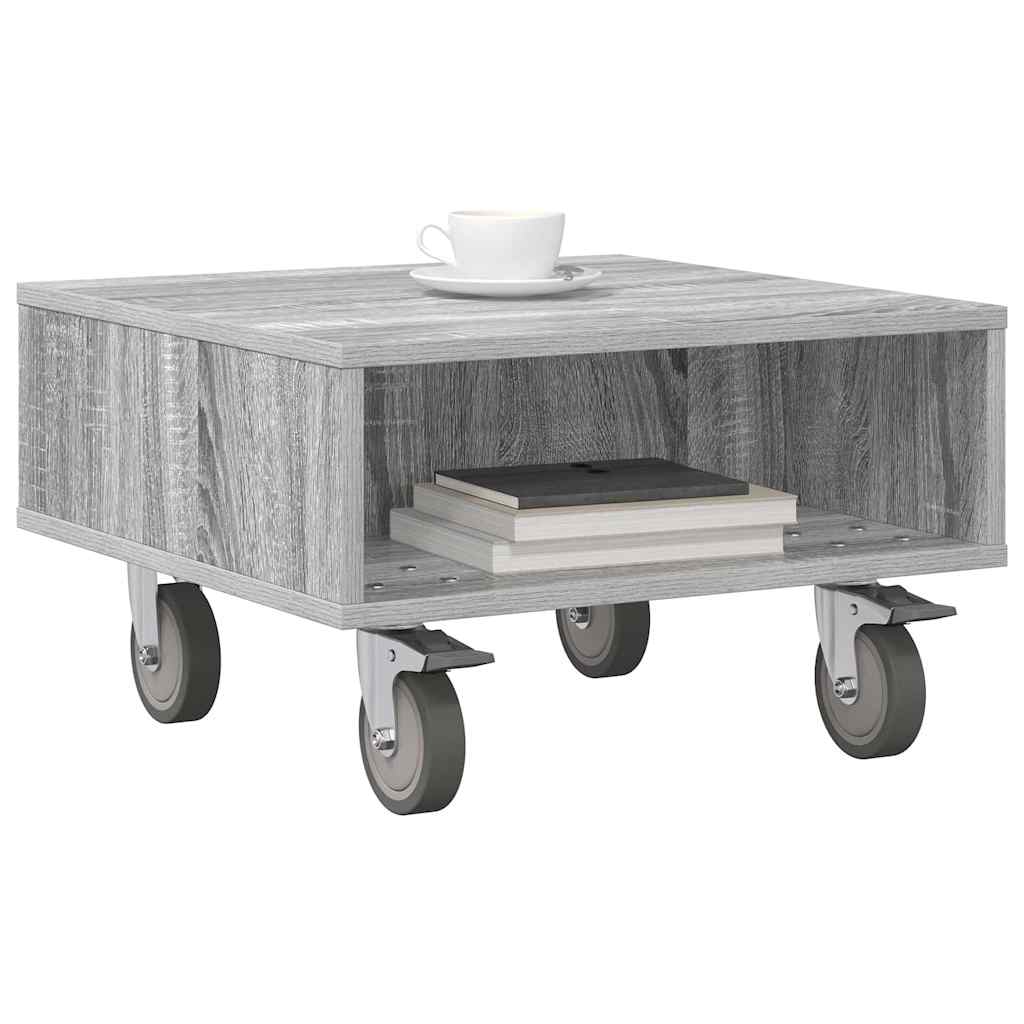 Side Table with Wheels Grey Sonoma 50.5 x 50 x 30 cm