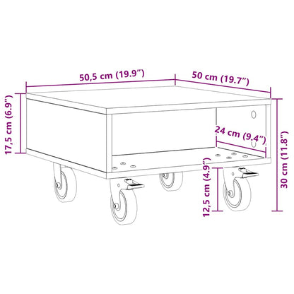 Side Table with Wheels Grey Sonoma 50.5 x 50 x 30 cm