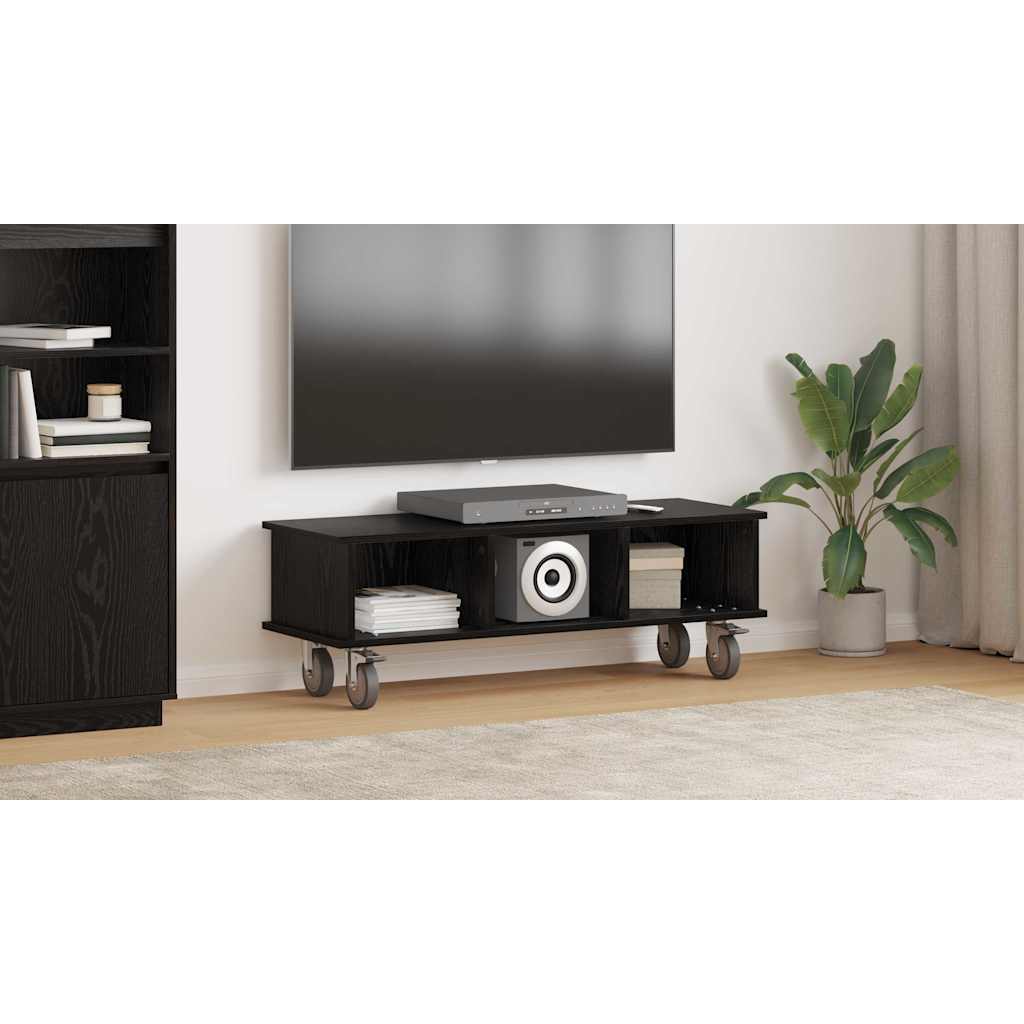 TV Stand Black Oak 100 x 35 x 35 cm Engineered Wood