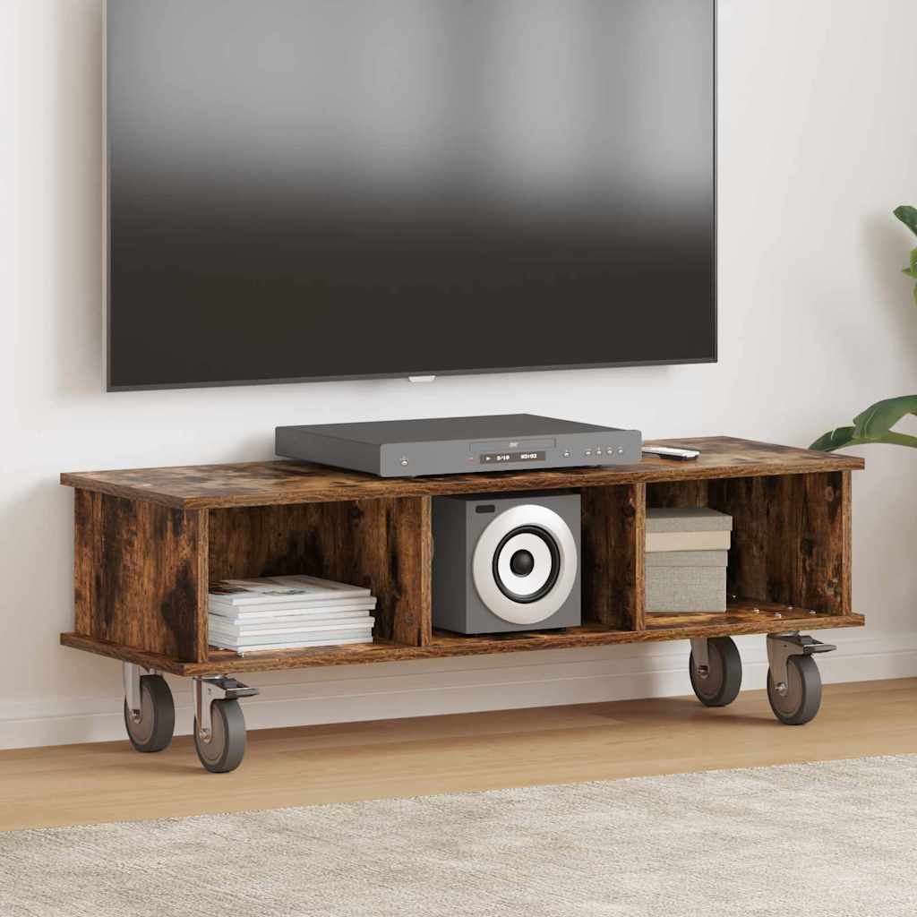 TV Stand 100 x 35 x 35 cm Smoked Oak Engineered Wood