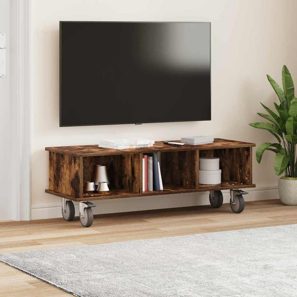 TV Stand 100 x 35 x 35 cm Smoked Oak Engineered Wood