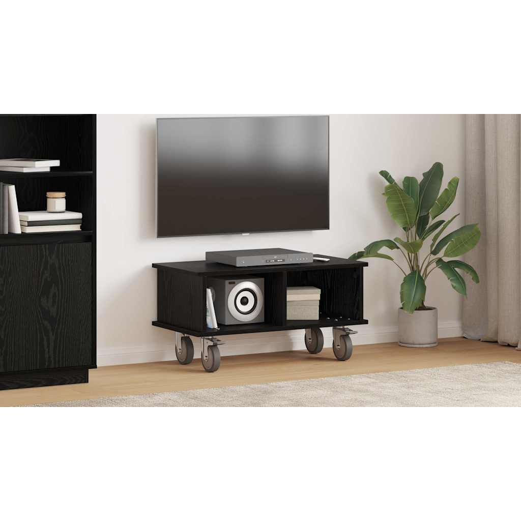 TV Stand Black Oak 68.5 x 35 x 35 cm Engineered Wood