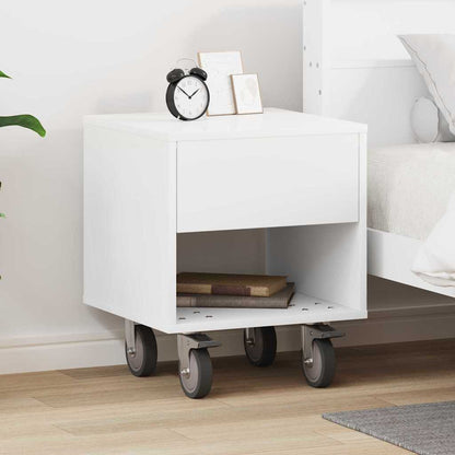 Bedside Table White 40.5 x 40 x 48 cm Engineered Wood