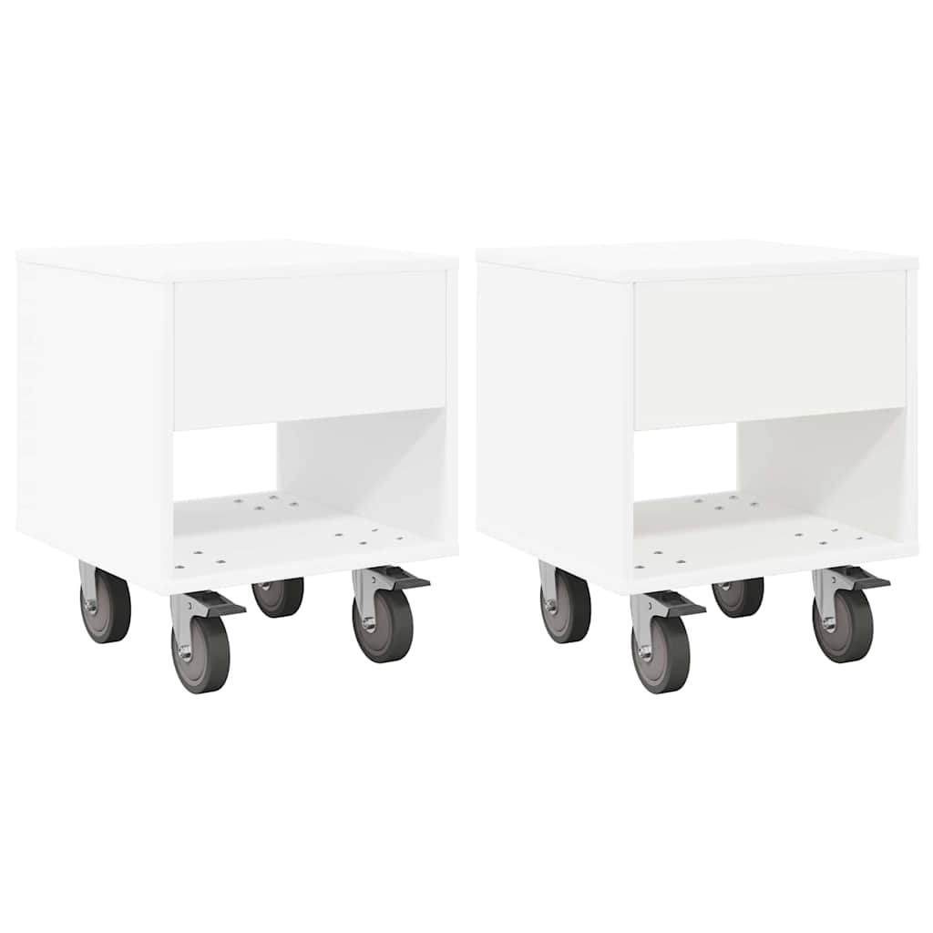 Bedside Table 2 pcs White 40.5 x 40 x 48 cm Engineered Wood