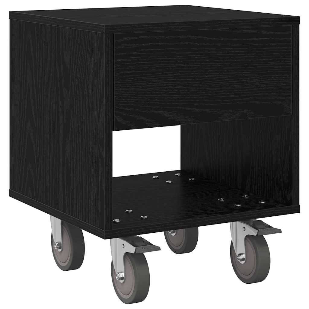 Bedside Table Black Oak 40.5 x 40 x 48 cm Engineered Wood
