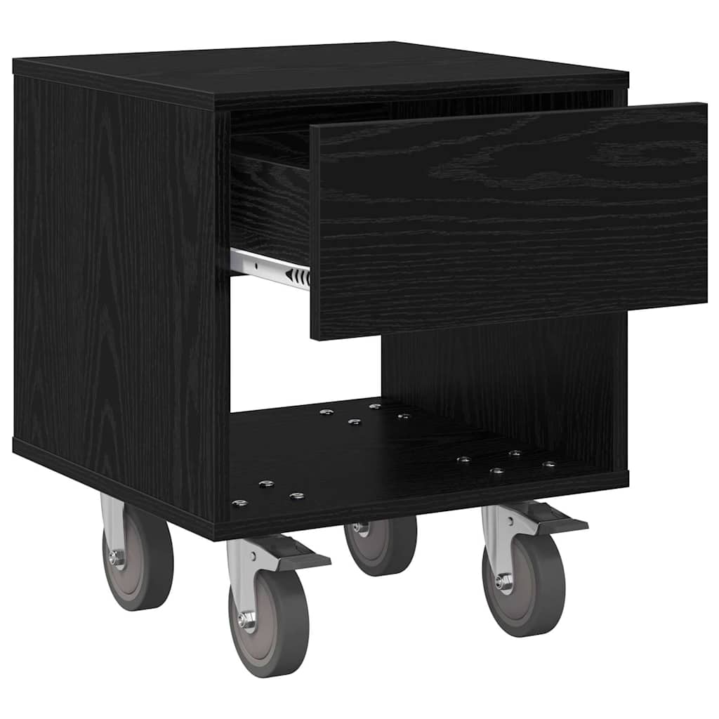 Bedside Table Black Oak 40.5 x 40 x 48 cm Engineered Wood