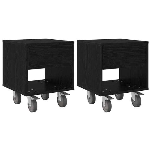 Bedside Table 2 pcs Black Oak 40.5 x 40 x 48 cm Engineered Wood