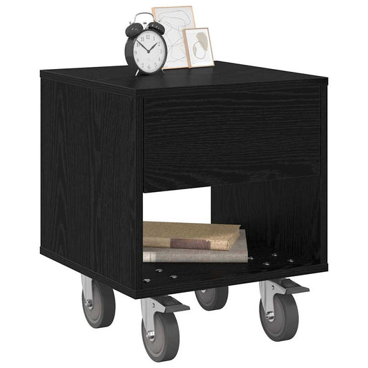Bedside Table 2 pcs Black Oak 40.5 x 40 x 48 cm Engineered Wood