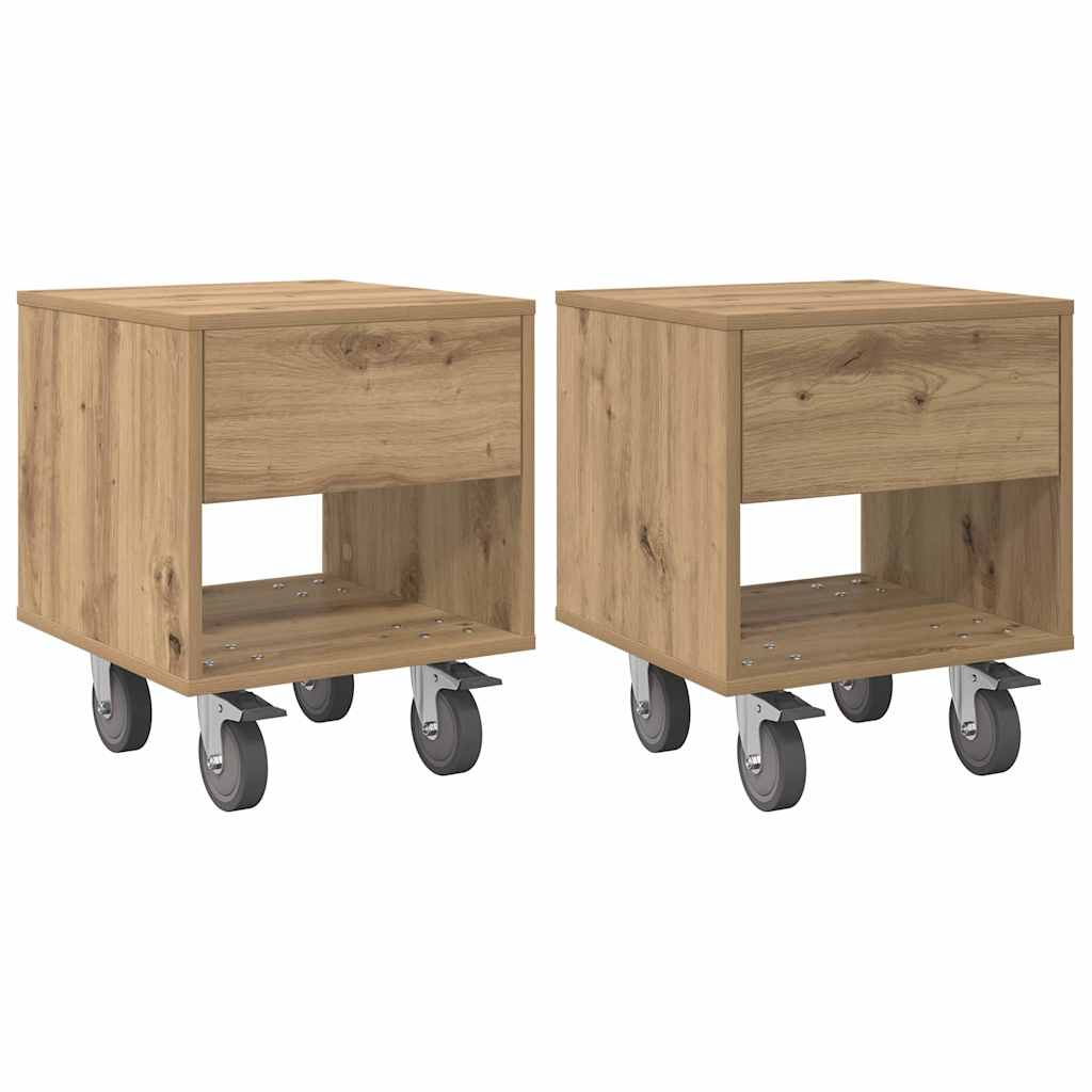 Bedside Table 2 pcs Artisan Oak 40.5 x 40 x 48 cm