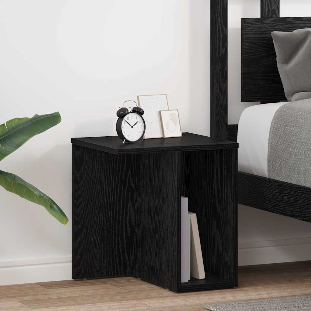 End Table 2 pcs Black Oak 37 x 32 x 40 cm Engineered Wood
