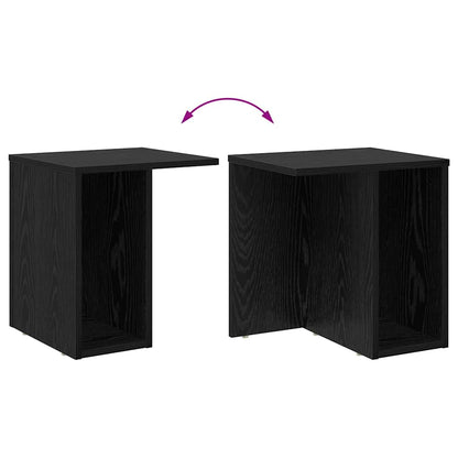 End Table 2 pcs Black Oak 37 x 32 x 40 cm Engineered Wood