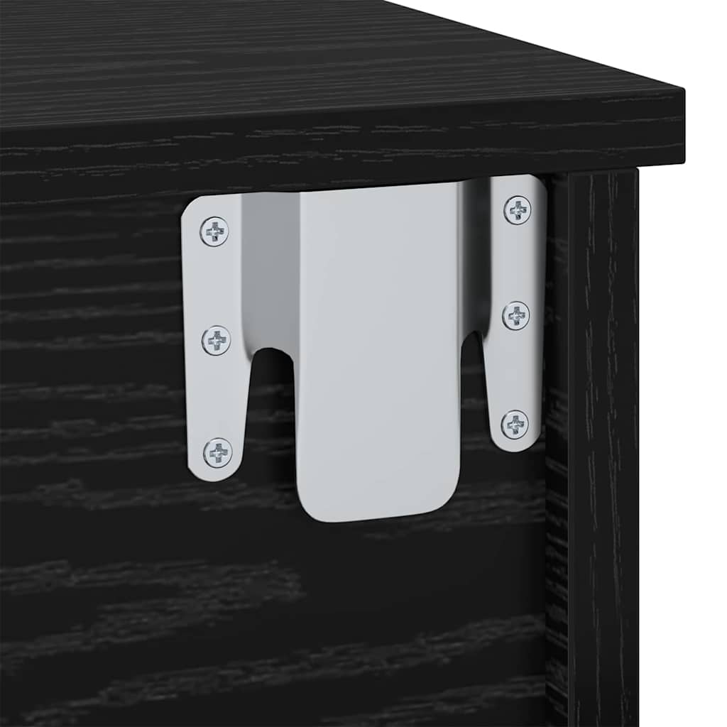 Bedside Table Black Oak 40 x 31 x 15 cm Engineered Wood