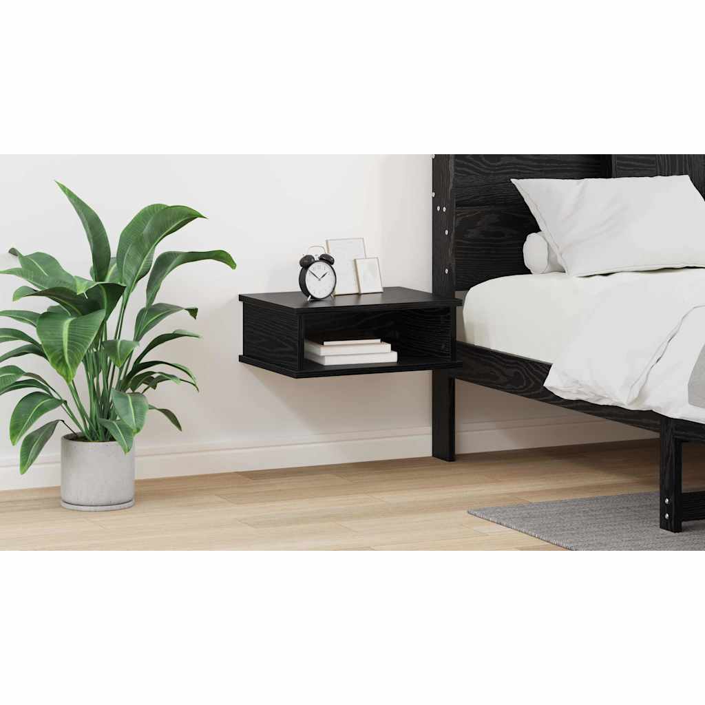 Bedside Table Black Oak 40 x 31 x 15 cm Engineered Wood