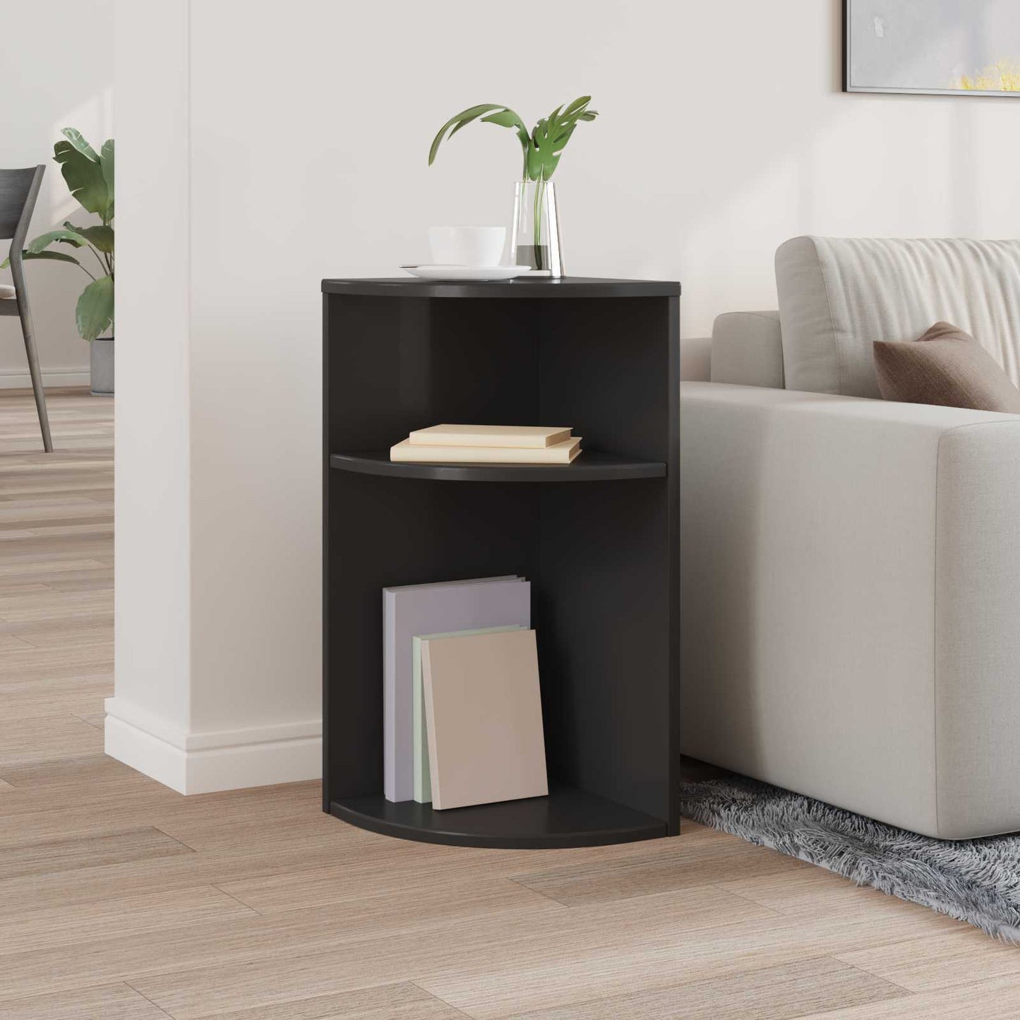 End Table Black 29.6 x 29.6 x 60 cm Engineered Wood