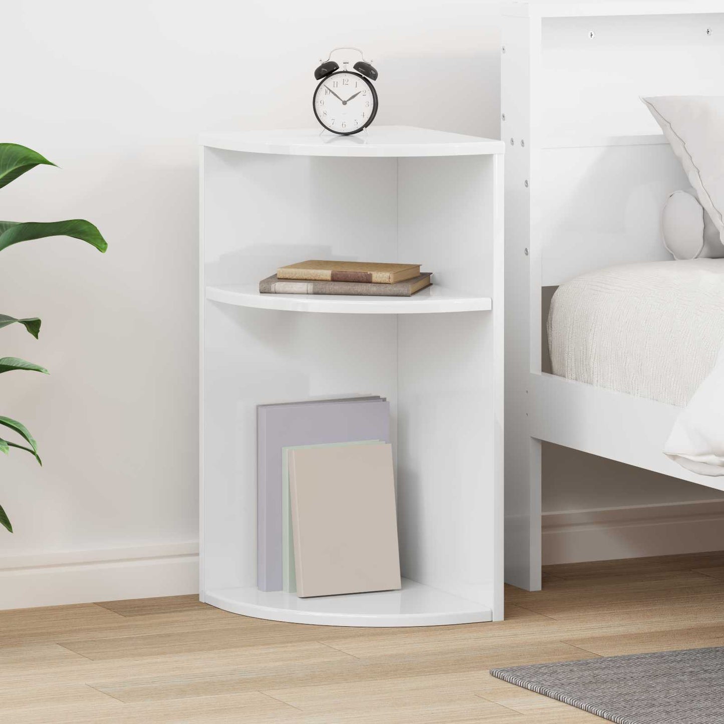 End Table High Gloss White 29.6 x 29.6 x 60 cm Engineered Wood