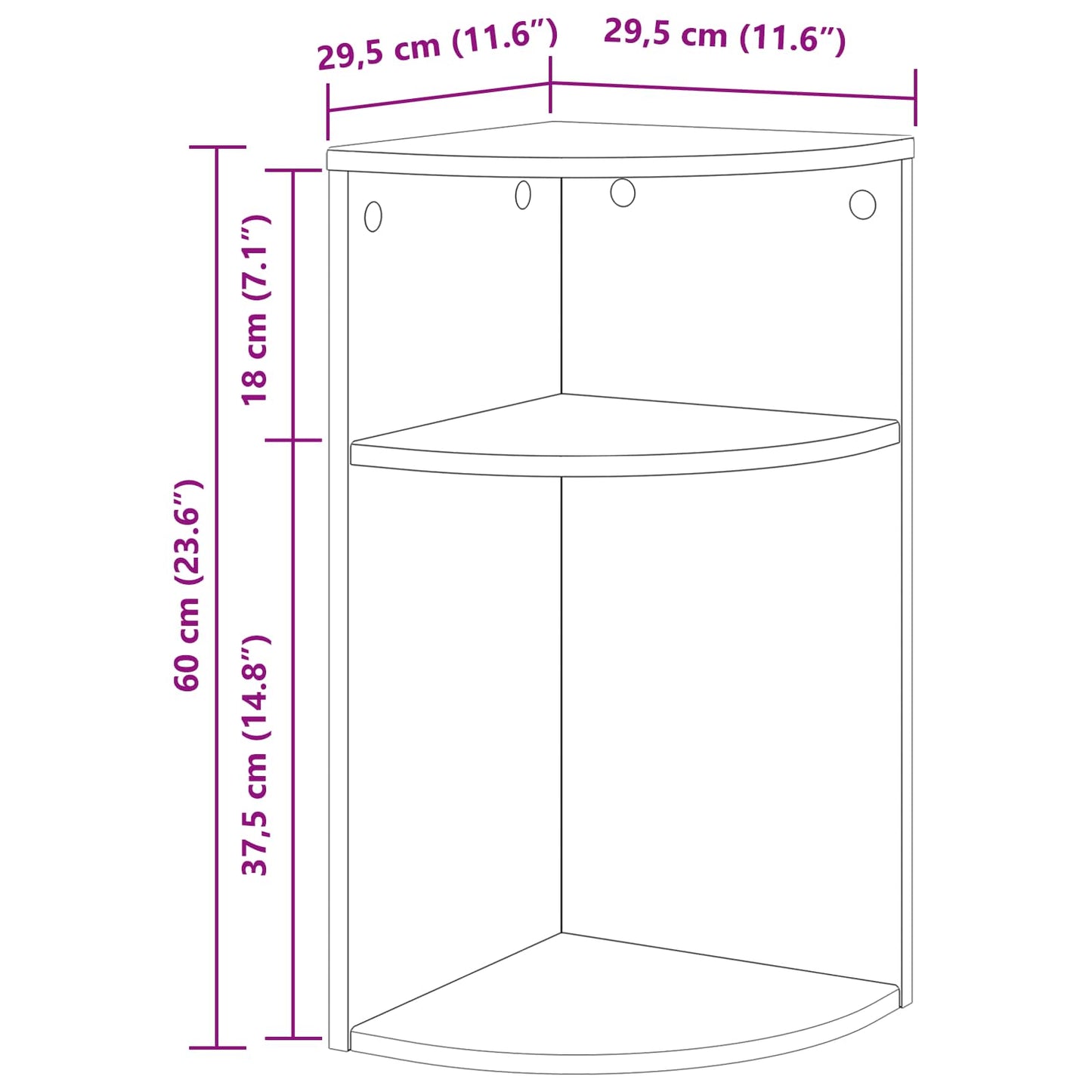 End Table High Gloss White 29.6 x 29.6 x 60 cm Engineered Wood
