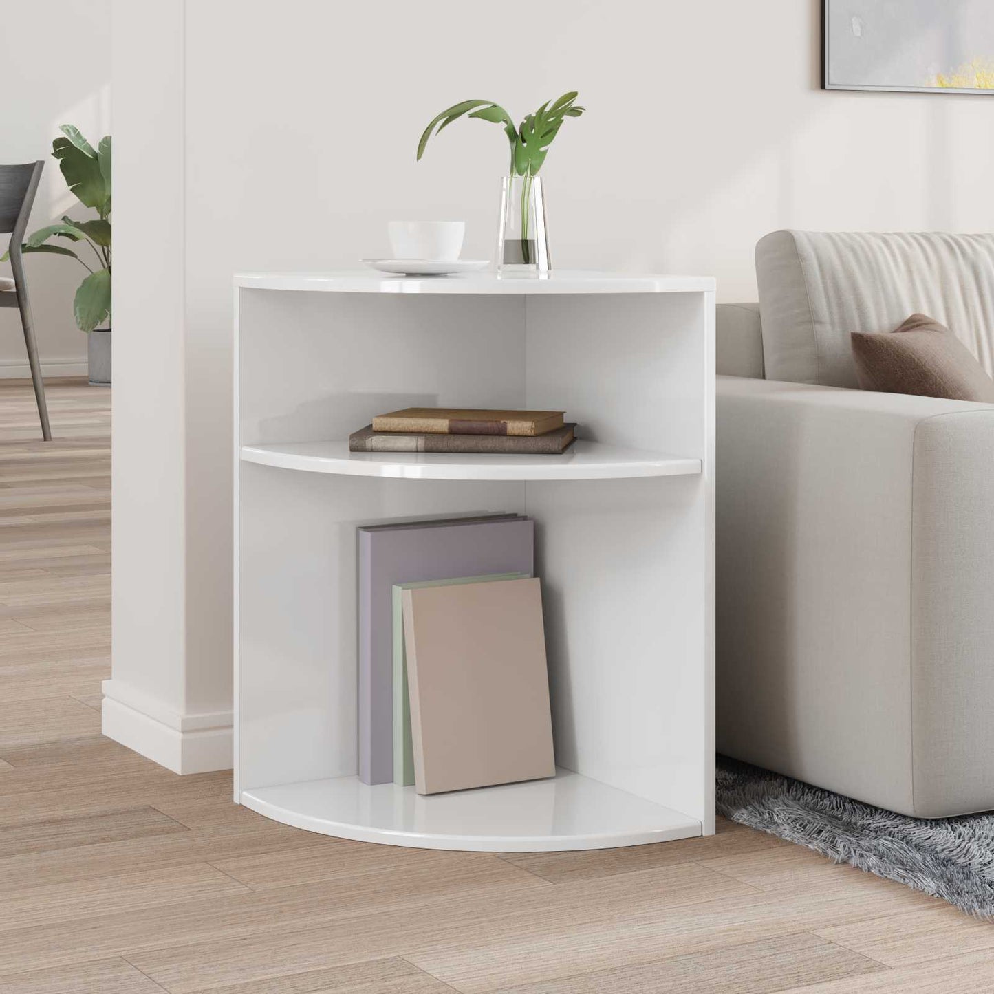 End Table High Gloss White 39.7 x 39.7 x 60 cm Engineered Wood