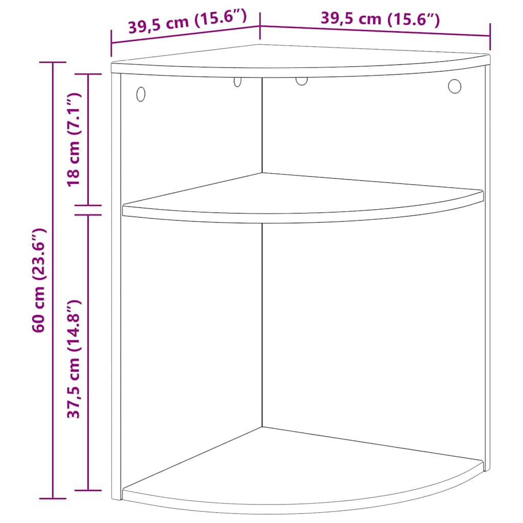End Table Smoked Oak 39.7 x 39.7 x 60 cm Engineered Wood