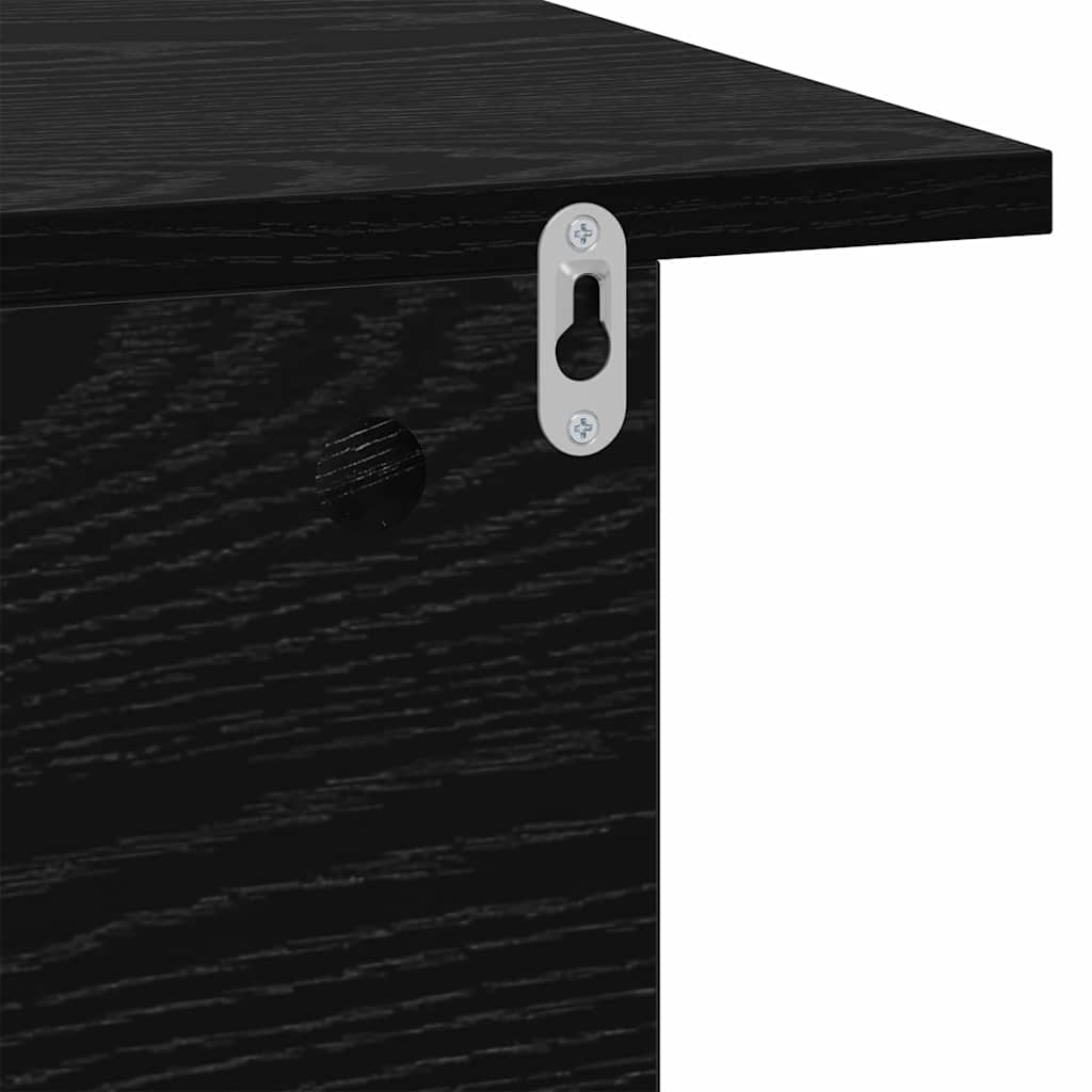 Bedside Table Black Oak 40 x 30 x 25 cm Engineered Wood